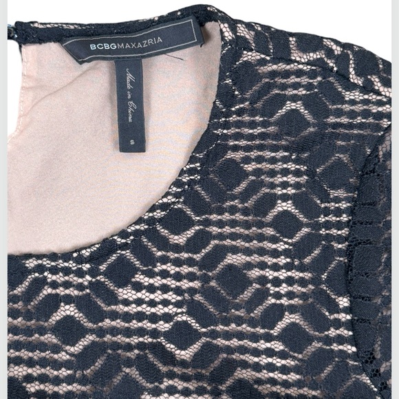 BCBGMaxAzria Black Lace Overlay Cacey Blouse Dressy Top Small - Picture 8 of 9
